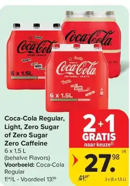 Carrefour Coca-Cola Regular, Light, Zero Sugar of Zero Sugar Zero Ca eine aanbieding