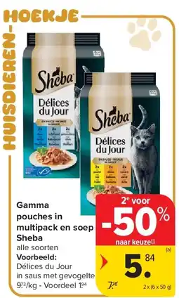 Carrefour Gamma pouches in multipack en soep Sheba aanbieding