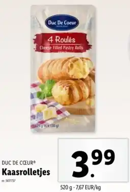 Lidl Duc De Coeur Kaasrolletjes aanbieding