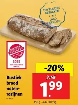 Lidl Rustiek brood noten rozijnen aanbieding