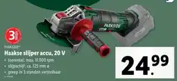 Lidl Parkside Haakse slijper accu, 20 V aanbieding