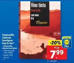 Lidl Tempranillo Cabernet Sauvignon bag-in-box aanbieding
