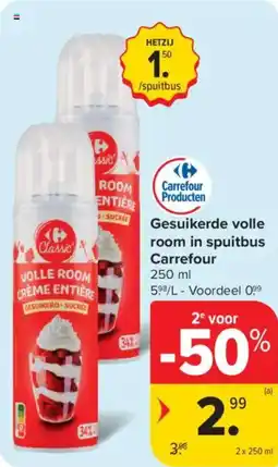 Carrefour Market Gesuikerde volle room in spuitbus Carrefour aanbieding