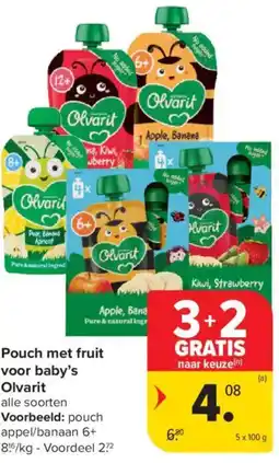 Carrefour Market Pouch met fruit voor baby's Olvarit aanbieding