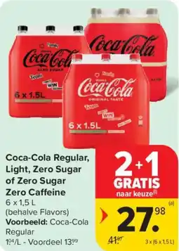 Carrefour Market Coca-Cola Regular, Light, Zero Sugar of Zero Sugar Zero Caffeine aanbieding