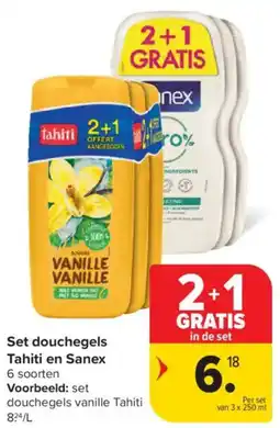 Carrefour Market Set douchegels Tahiti en Sanex aanbieding