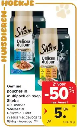 Carrefour Market Gamma pouches in multipack en soep Sheba aanbieding