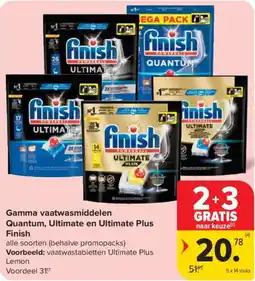 Carrefour Market Gamma vaatwasmiddelen Quantum, Ultimate en Ultimate Plus Finish aanbieding