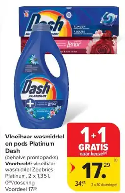 Carrefour Market Vloeibaar wasmiddel en pods Platinum Dash aanbieding