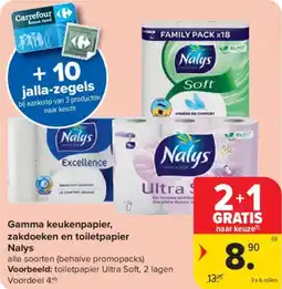 Carrefour Market Gamma keukenpapier, zakdoeken en toiletpapier Nalys aanbieding
