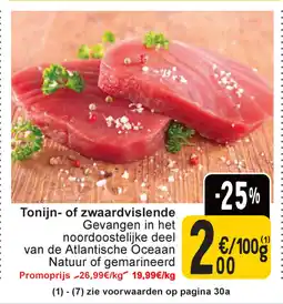 Cora Tonijn of zwaardvislende aanbieding
