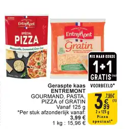Cora Entremont pizza of gratin geraspte kaas aanbieding