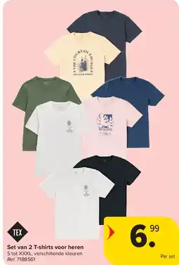 Carrefour Set van 2 T-shirts voor heren aanbieding