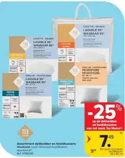 Carrefour Assortiment dekbedden en hoofdkussens aanbieding