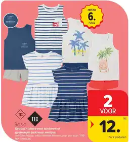 Carrefour Set top + short voor kinderen of gestreepte jurk voor meisjes aanbieding