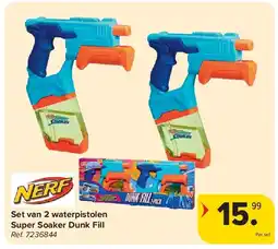 Carrefour Set van 2 waterpistolen Super Soaker Dunk Fill aanbieding