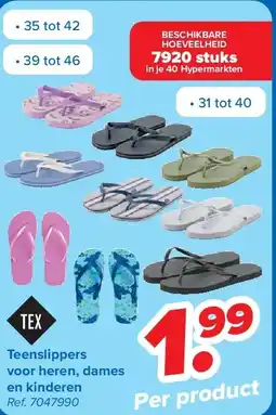 Carrefour Teenslippers voor heren, dames en kinderen aanbieding