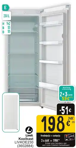 Cora Limit. Koelkast LIVKOE230 aanbieding