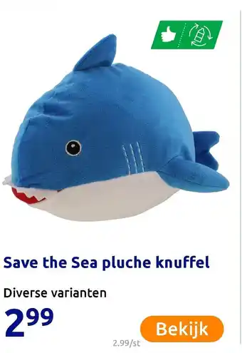 Action Save the Sea pluche knuffel aanbieding