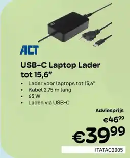 CompuDeals ACT USB-C Laptop Lader tot aanbieding