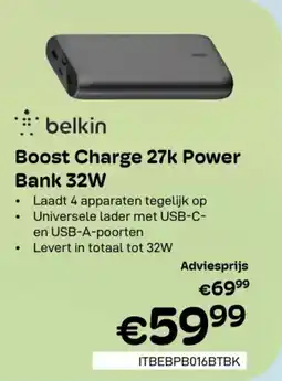 CompuDeals Belkin Boost Charge 27k Power Bank 32W aanbieding