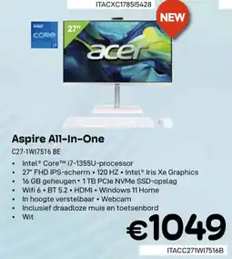 CompuDeals Aspire All-In-One C27-1 WI7516 BE aanbieding