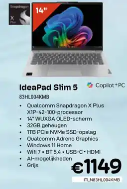 CompuDeals IdeaPad Slim 5 83HL004KMB aanbieding