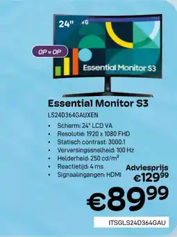 CompuDeals Essential Monitor S3 LS24D364GAUXEN aanbieding