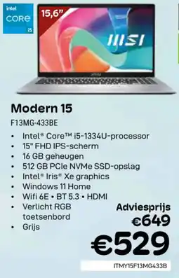 CompuDeals Modern 15 F13MG-433BE aanbieding