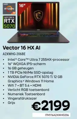 CompuDeals Vector 16 HX AI A2XWHG-206BE aanbieding