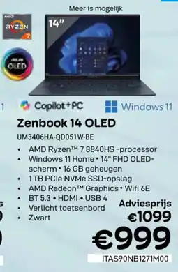 CompuDeals Zenbook 14 OLED UM3406HA-QD051W-BE aanbieding