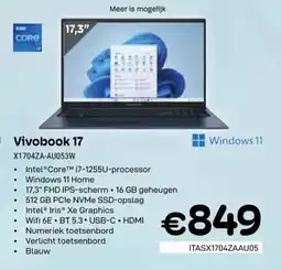 CompuDeals Vivobook 17 X1704ZA-AU053W aanbieding