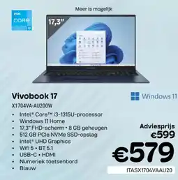 CompuDeals Vivobook 17 X1704VA-AU200W aanbieding