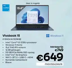 CompuDeals Vivobook 15 X1504ZA-NJ1825W-BE aanbieding