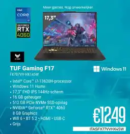 CompuDeals TUF Gaming F17 FX707VV-HX145W aanbieding