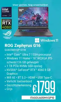 CompuDeals ROG Zephyrus G16 GU605MV-QP101W aanbieding