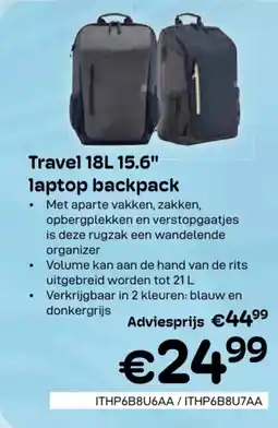 CompuDeals Travel 18L 15.6 laptop backpack aanbieding