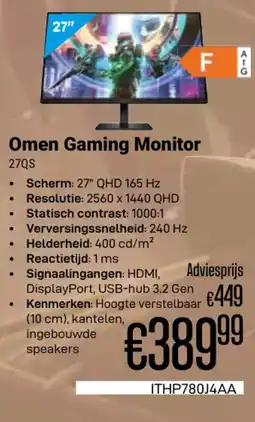 CompuDeals Omen Gaming Monitor 27QS aanbieding