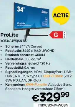 CompuDeals iiyama ProLite XCB3494WQSN-B5 aanbieding