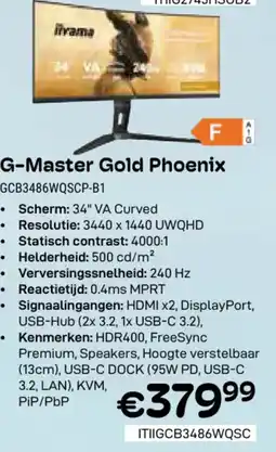 CompuDeals iiyama G-Master Gold Phoenix GCB3486WQSCP-B1 aanbieding