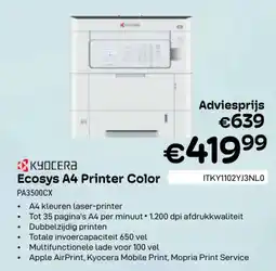 CompuDeals Kyocera ecosys A4 printer color PA3500CX aanbieding