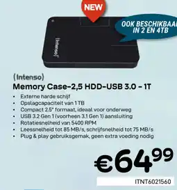CompuDeals Intenso Memory Case-2,5 HDD-USB 3.0-1T aanbieding