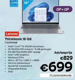 CompuDeals Lenovo Thinkbook 16 G6 21KH00R4MB aanbieding