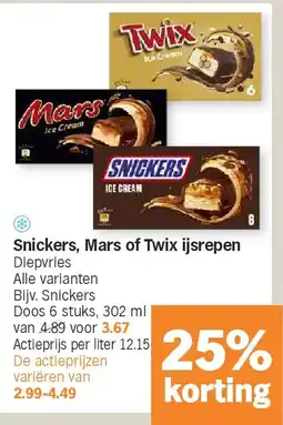 Albert Heijn Snickers, Mars of Twix ijsrepen aanbieding