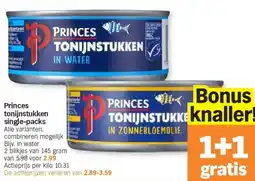 Albert Heijn Princes tonijnstukken single-packs aanbieding