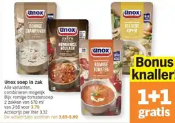 Albert Heijn Unox soep in zak aanbieding