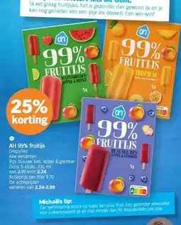 Albert Heijn AH 99% fruitijs aanbieding
