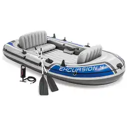 Decathlon INTEX Excursion 4 Opblaasboot met roeispanen en pomp 68324NP aanbieding
