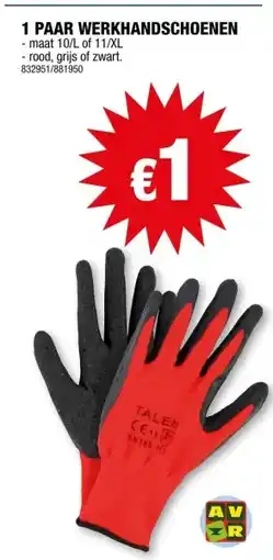 Hubo AVR werkhandschoenen 11/XL nylon rood aanbieding