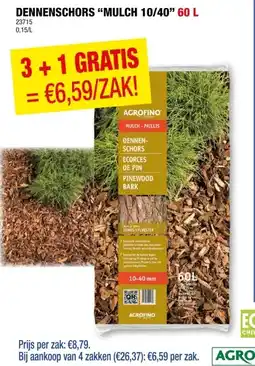 Hubo Agrofino Mulch boomschors 10-40 mm 60l den aanbieding
